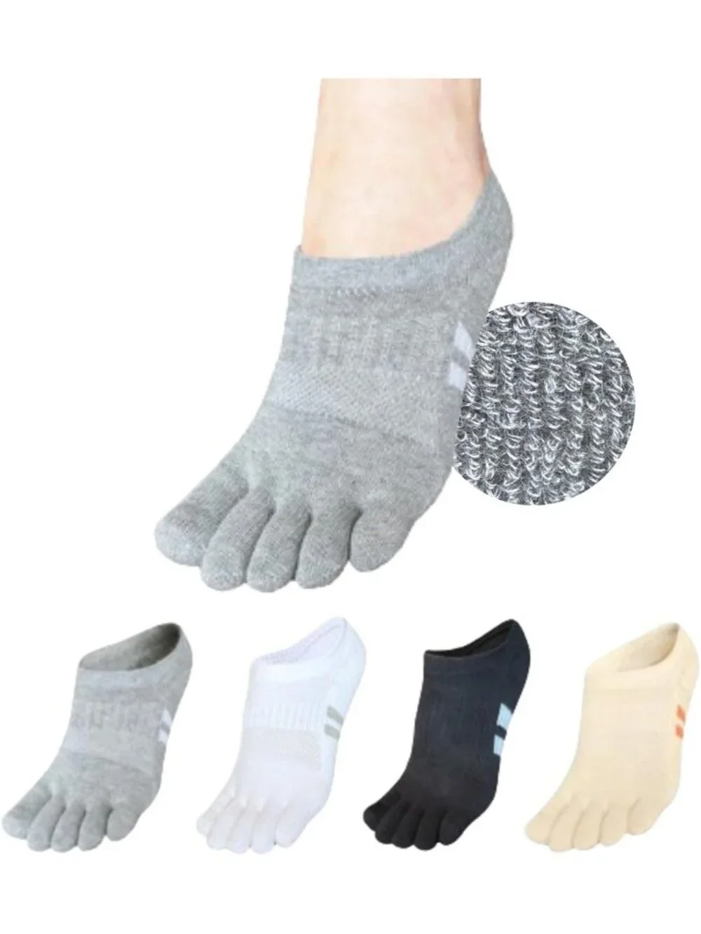 Cushioned No-Show Five-Toe Socks for Women - Athletic Comfort, 4 Color Pairs